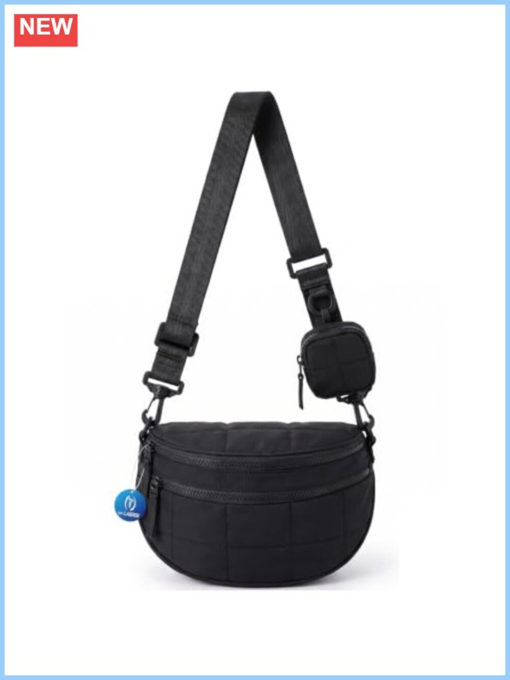 Nylon Crossbody Sling Bag with Detachable Pouch for Women